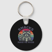 Snacks Make Me Nicer Raccoon Animal Sarcastic Sayi Sleutelhanger (Voorkant)