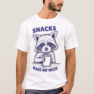 Snacks maken me aardiger Wasbeer Dier Sarcasme T-shirt