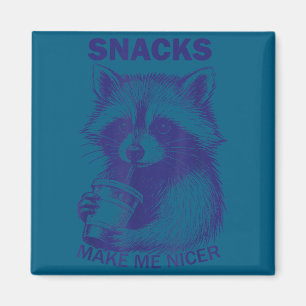 Snacks maken me aardiger wasbeer dier sarcastisch  magneet