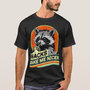 Snacks maken me aardiger wasbeer sarcastisch dier t-shirt