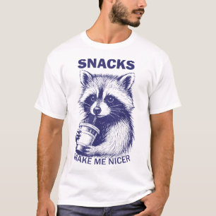 Snacks maken me mooier wasbeer dier sarcastisch t-shirt