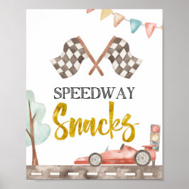 Snacks met snelweg racebord poster