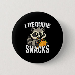 Snacks vereist cute dier meme t-shirt grappige was ronde button 5,7 cm