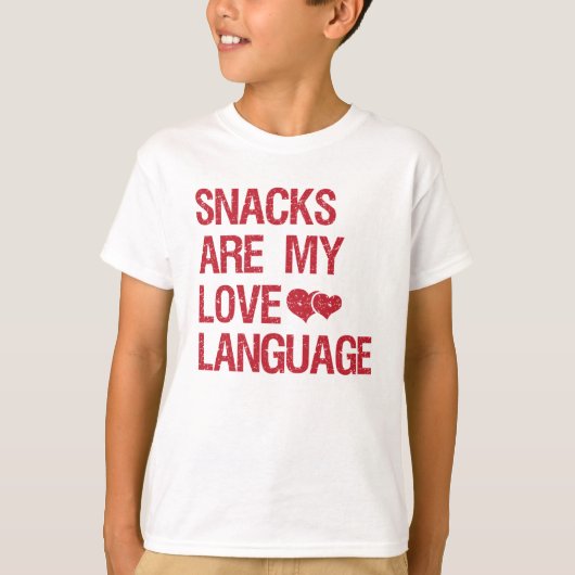 Snacks zijn mijn liefdestaal, momentopnamen t-shirt (Voorkant)