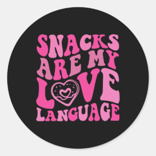 Snacks zijn mijn liefdestaal peuter grappig valent ronde sticker