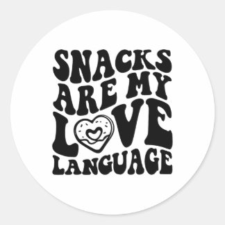 Snacks zijn mijn liefdestaal Peuter Grappige Valen Ronde Sticker