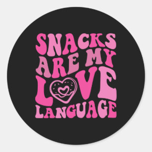 Snacks zijn mijn liefdestaal Peuter Grappige Valen Ronde Sticker