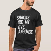 Snacks zijn mijn Love Language Retro Groovy gezegd T-shirt (Voorkant)