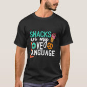 Snacks zijn My Love Language Retro Gezegde F T-shirt (Voorkant)