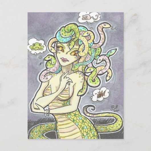 Snacktime Medusa Humor Fantasy Art Briefkaart afdr (Voorkant)