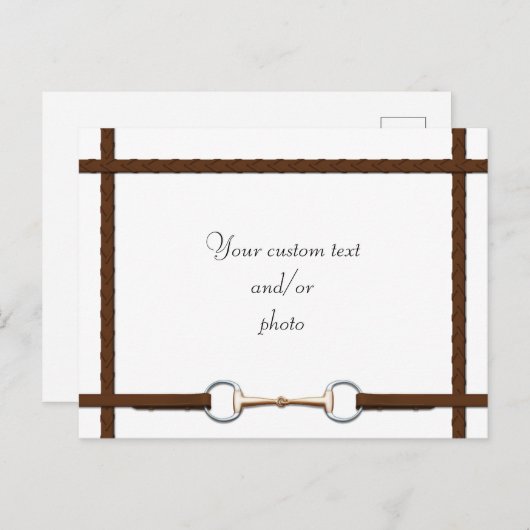 Snaffle Bit & Laced Reins Custom Horse Photo Briefkaart (Voorkant / Achterkant)
