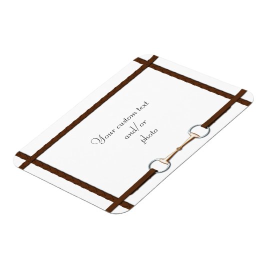 Snaffle Bit & Laced Reins Custom Horse Photo Magneet (Linkerzijde)