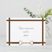 Snaffle Bit & Laced Reins Equestrian Horse Foto Bedankkaart (Staand voorkant)