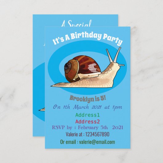 Snagelafbeelding cartoon kaart (Voorkant / Achterkant)