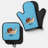 Snagelafbeelding cartoon ovenwant & pannenlap set (Voorkant / Achterkant)
