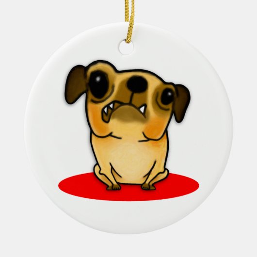 Snaggle Tooth Pug Keramisch Ornament (Voorkant)
