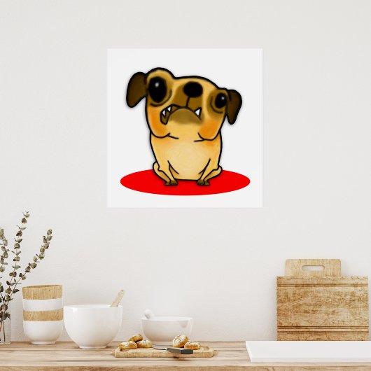 Snaggle Tooth Pug Poster (Keuken)