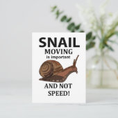 Snail Animal Quote Typografie Snail Briefkaart (Staand voorkant)