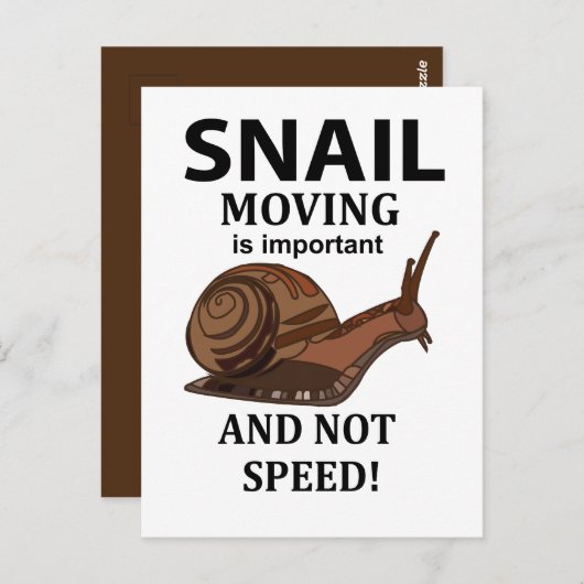 Snail Animal Quote Typografie Snail Briefkaart (Voorkant / Achterkant)