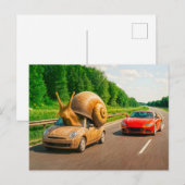 Snail Car kruipt op Country Road Feestdagenkaart (Voorkant / Achterkant)