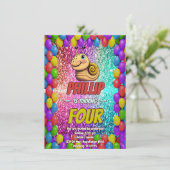 Snail Custom karakter verjaardag uitnodiging (Staand voorkant)