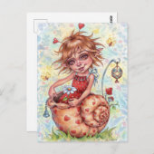 Snail Elfling Briefkaart Schattige Fairy Hearts Fa (Voorkant / Achterkant)