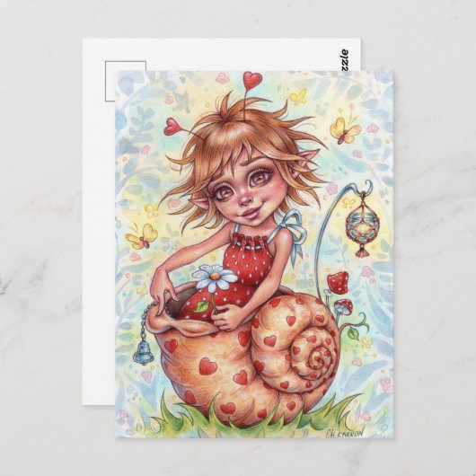 Snail Elfling Briefkaart Schattige Fairy Hearts Fa (Voorkant / Achterkant)