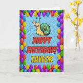 Snail Gepersonaliseerde Leuke Groet Verjaardag Kaa Kaart (Gele Bloem)