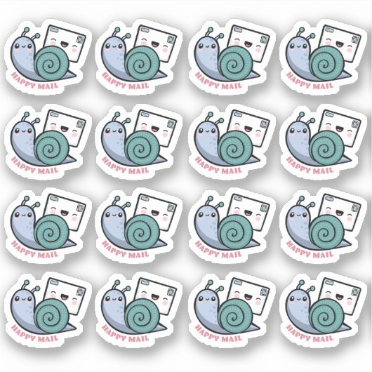 Snail Happy Mail Custom-Cut Vinyl Sticker (Voorkant)