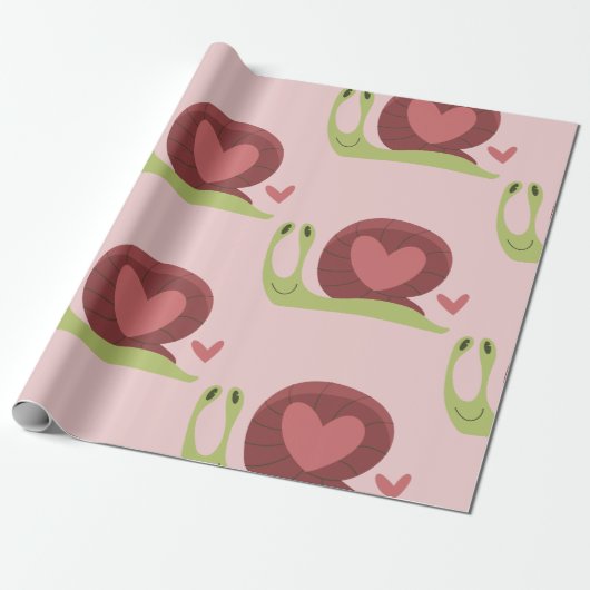 Snail Heart Love romance valentijnen Leuk Cadeaupapier (Uitgerold)