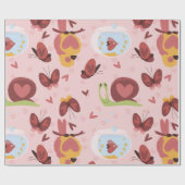 Snail Heart Love Vlinders romance valentijnen Cadeaupapier (Vlak)