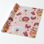Snail Heart Love Vlinders romance valentijnen Cadeaupapier (Uitgerold)