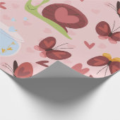 Snail Heart Love Vlinders romance valentijnen Cadeaupapier (Hoek)