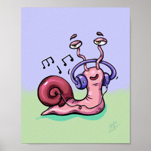 Snail Luisteren naar muziek Poster