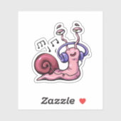 Snail luistert naar reggae muziek sticker (Vel)