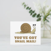 Snail Mail Cute Funny Retro Briefkaart (Staand voorkant)