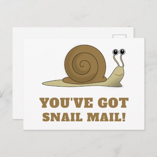 Snail Mail Cute Funny Retro Briefkaart (Voorkant / Achterkant)