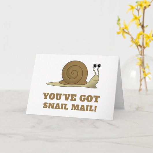 Snail Mail Cute Funny Retro Kaart (Gele Bloem)