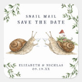 Snail Mail Save the Date | Watercolor Wedding Vierkante Sticker (Voorkant)