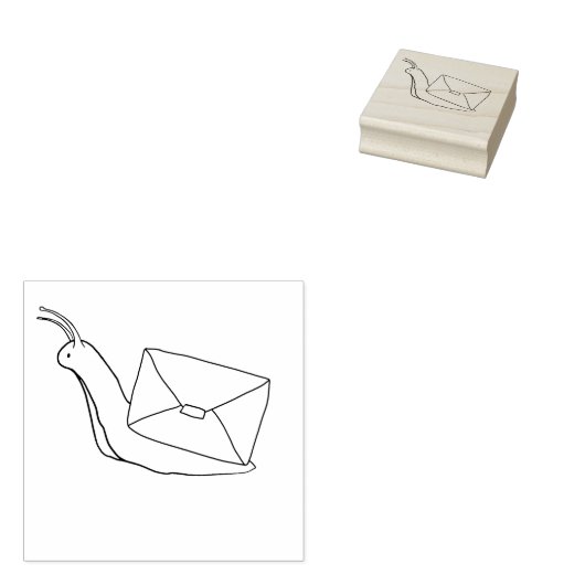 Snail mail slak met envelop shellWood Art Stamp Rubberstempel (Gestempeld)