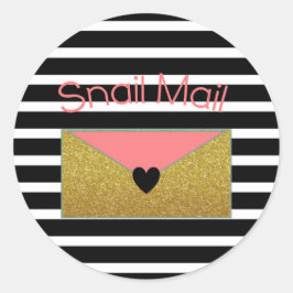 Snail Mail Sticker - zwart-wit strepen goud