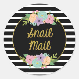Snail Mail Sticker - zwart-wit strepen goud