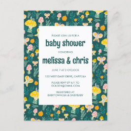 Snail Mushroom Butterfly Schattige CUSTOM BABY SHO Uitnodiging Briefkaart