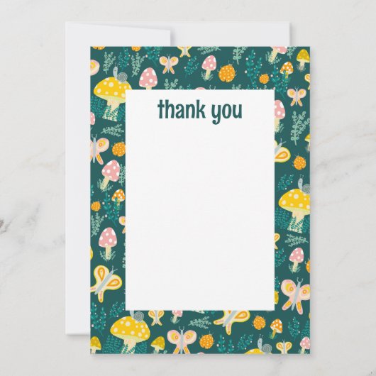 Snail Mushroom Schattige Schattig CUSTOM BABY SHOW Bedankkaart (Achterkant)