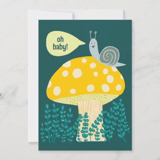 Snail Mushroom Schattige Schattig CUSTOM BABY SHOW Kaart (Achterkant)