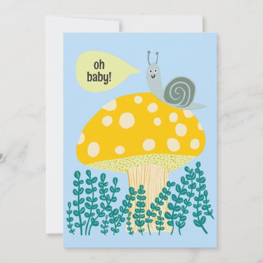 Snail Mushroom Schattige Schattig CUSTOM BABY SHOW Kaart (Achterkant)