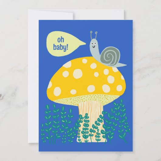 Snail Mushroom Schattige Schattig CUSTOM BABY SHOW Kaart (Achterkant)