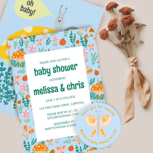 Snail Mushroom Schattige Schattig CUSTOM BABY SHOW Kaart