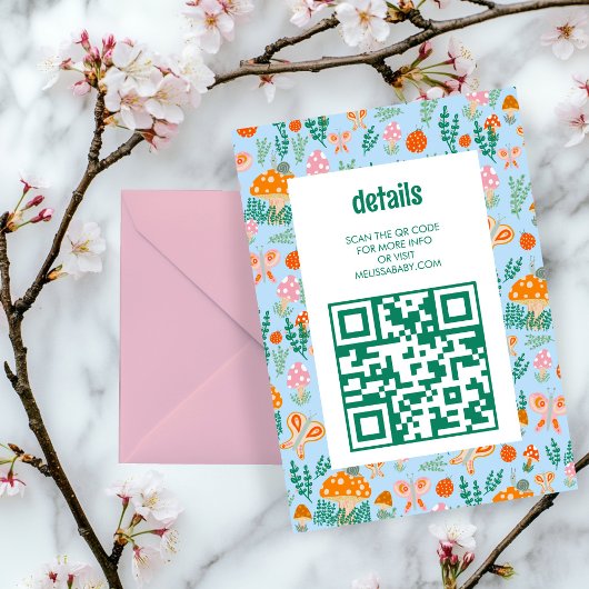 Snail Mushroom Schattige Schattig QR CODE BABY SHO Informatiekaartje
