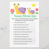 Snail Nursery Rhyme Quiz baby shower game (Voorkant)